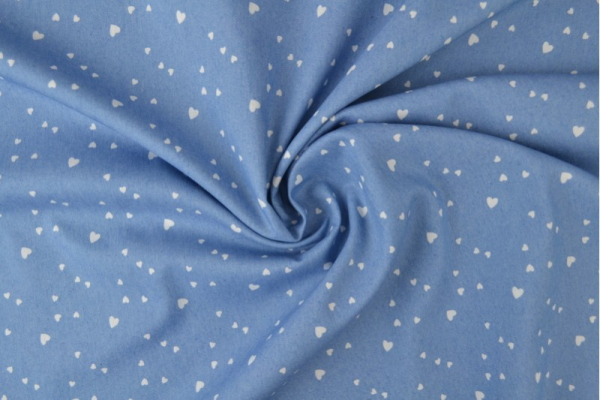 Chambray Jeans Denim hellblau mit kleinen Herzen