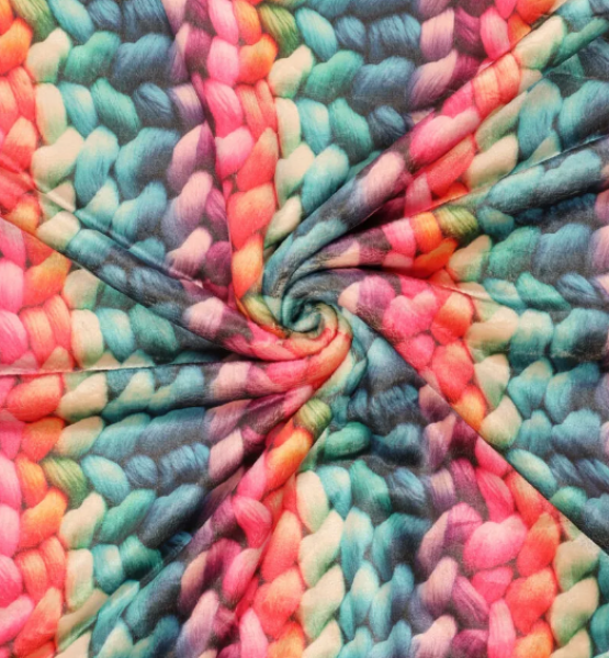 Doubleface  Fleece Jackenstoff mit Strickoptik in bunt