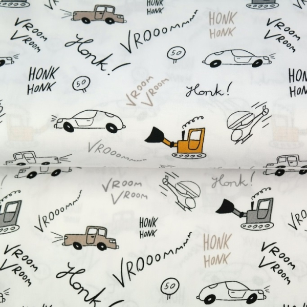 Baumwoll - Popeline Autos + Bagger