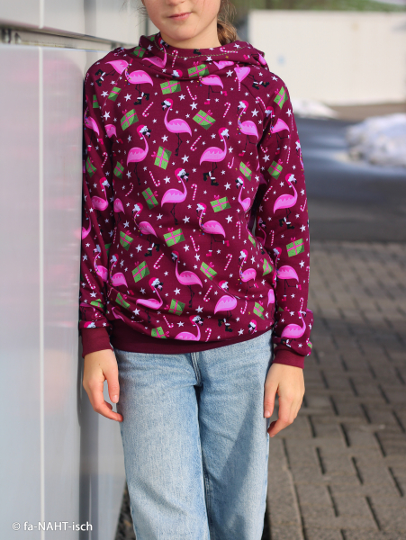 French Terry Holly - Weihnachten - Christmas mit Flamingos und Geschenken