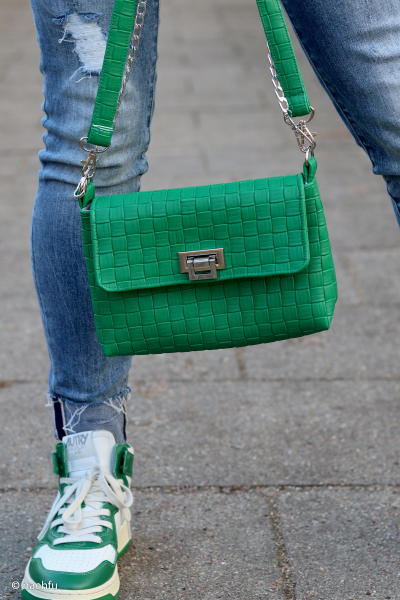 Kunstleder Venus - großes Webmuster in grün