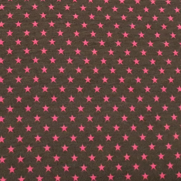 Baumwolljersey Sterne braun - fuchsia