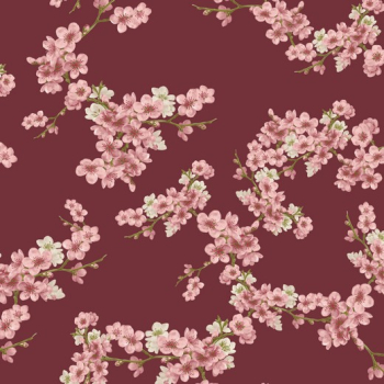 Soft - Sweat Kirschblüten auf kirsch - rot / cerise