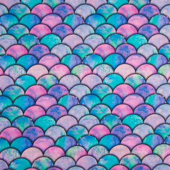 Baumwolljersey Meerjungfrau - Schuppen - Regenbogenfisch - Digitaldruck